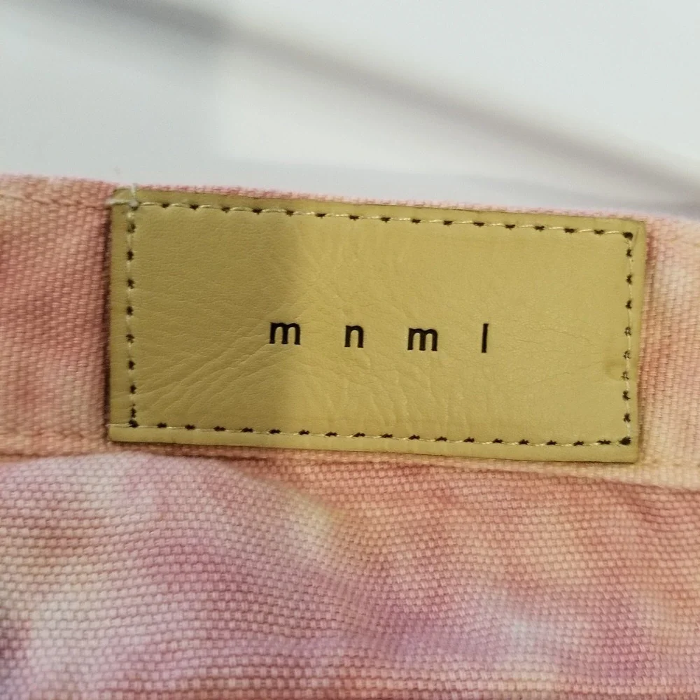 MNML Men's White Pink Tie‎ Dye Jeans Size 29 Snap Zip Sides Pockets